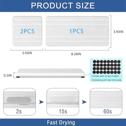 3PCS Water Absorbing Stone Tray, DryingNeat Diatomite Stone Sink Tray, Instant Dry Sink Coasters, Kitchen Sponge Hand Soap Holder, Bathroom Sink Vanity Trays,8 * 4inch and 4 * 4inch - color: 1pcs 21×10cm + 2pcs 10×10cm White Stripe
