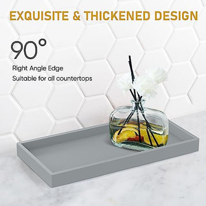 EG-SIPRO Bathroom Counter Tray, Silicone, Rectangular, Gray, Thick, Shatterproof, Soap Dispenser Tray, 10.6'x5.1' or 7.8'x3.9' - color: Gray, size: Large (10.6" x 5.1" x 0.8")