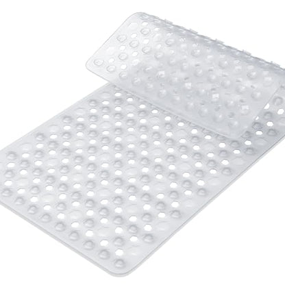 Yimobra Bath Tub Mat Non Slip, 34.5"X15.5" Long Shower Mat, Machine Washable Bathmat with Drain Holes and Suction Cups, Soft on Feet, Bathroom Essentials, Clear - color: Clear, size: 34.5 X 15.5 Inch