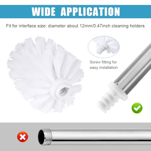 2pcs Toilet Brush Replacement Head, Plastic Toilet Bowl Cleaning Brushes Head, Round Ball Shaped Toilets Brushes Heads Bathroom Brush Cleaners Tool(Color:White)