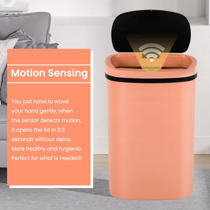 13 Gallon Trash Can | 50L Sensor Automatic Kitchen Trash Can with Lid | Touchless Garbage Bin Odor-Control for Kitchen, Office, Bedroom, Living Room (1 Pack, Pink) - color: Pink