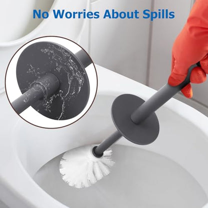 Topsky Toilet Brush,2 Pack Compact Toilet Brush & Holder Set,Plastic Round Barrel Loo Brush with 2 Replacement Toilet Brush Head,Durable for Bathroom Toilet,Dark Gray - color: Dark Gray