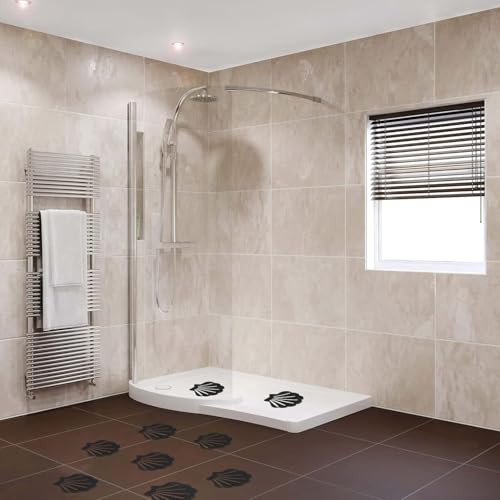 12Pcs Grey Bathtub Stickers Non Slip | Shell Shaped, Safety Shower Treads, Adhesive, For Bathroom Bathtub & Shower Floor - color: Grey