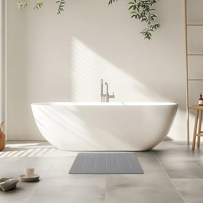 Yolife Stone Bath Mat Large, 32" x 20" Diatomaceous Earth Bath Mat for Bathroom, Super Absorbent Quick Drying Bathroom Stone Mat, Non-Slip Diatomite Shower Mat, Easy to Clean, Dark Grey - color: Dark Grey