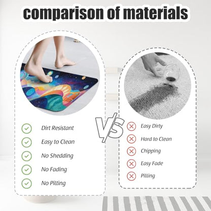 Bathroom Runner Mat Rugs Long,Galaxy Nebula Space Universe Starry creative design Diatomite Stone Bath Mat Large Absorbent Diatomaceous Earth Mat Non Slip Fast Dry Shower Mat Bathroom Rugs 16x42in - color: Design04