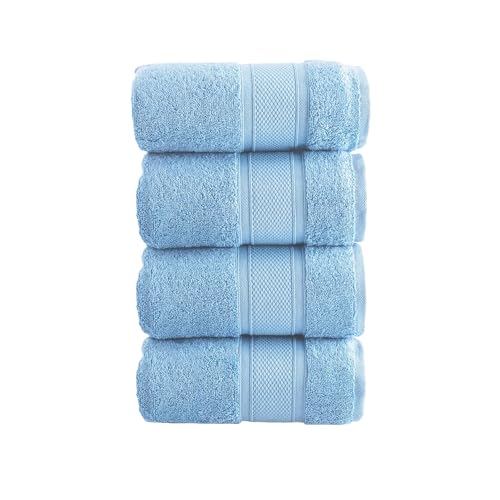 HALLEY 100% Turkish Cotton Hand Towels (Pack of 4) - Hotel & Spa Quality - Super Soft, Quick Drying & Absorbent Decorative Towels for Face, Gym, Spa, Yoga, Dishcloth, Kitchen & Bath - Blue - color: Baby Blue, size: 4-Pack Hand Towels