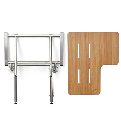 Seachrome 26" x 22.5" Teak Reversible Folding Transfer Tub/Shower Seat with Legs, ADA Compliant - color: Teak, size: 26 x 22.5 in.
