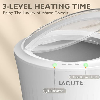 Lagute Towel Warmer for Bathroom, 3-Level Timer, Warning Alarm & RGB Light, Auto Shut-Off, 20L Heating Bucket for Bathrobe, Blanket, Ideal for Gifts, White - color: White