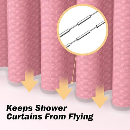 25 PCS Pink Bathroom Accessories Set丨Shower Curtain Bathroom Accessory | All-in-One Kit with Shower Curtain,rug,Trash Can,Toothbrush Holder,Toilet BrushSoap Dispenser,Toothbrush Cup,etc for Home - color: Pink