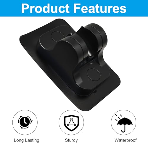 2 Pack Strong Adhesive Shower Waterproof Handheld Shower Holder Adjustable No Drilling Wall Mount Bracket, No Drilling Holder for RV Bathroom (Matte Black) - style: Black