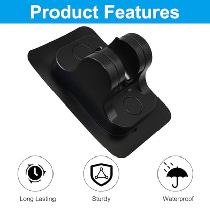 2 Pack Strong Adhesive Shower Waterproof Handheld Shower Holder Adjustable No Drilling Wall Mount Bracket, No Drilling Holder for RV Bathroom (Matte Black) - style: Black