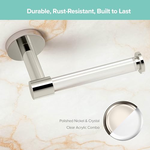 Gatco 5723 Clarion Toilet Paper Holder | Wall Mount Bathroom Accessory, Modern Bathroom Toilet Paper Roll Holder | Crystal-Clear Acrylic & Polished Nickel Finish - color: Acrylic Polished Nickel
