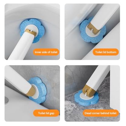 Disposable Toilet Cleaning System Disposable Toilet Brush with 18 Wand Refills Bowl Cleaner Wands ＆ Scrubber Refill Heads Wall Hanging Cleaning System
