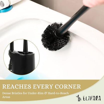 Toilet Plunger and Bowl Brush Combo with Dual-Compartment Holder – Heavy Duty Suction, Ergonomic Handles, Anti-Splash, Sleek Compact Design (Black)
