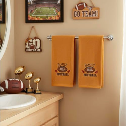 Serafina Home Fall Kitchen Bathroom Hand Football Towels, 16 x 25 inches, Set of 2, Plush Soft Rust Orange Family Football Design,100% Cotton, 16" x 25" Inches, Oeko-TEX Certified - color: Family Football