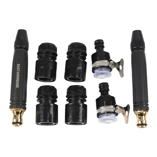 2Pack High Pressure Adjustable Spray Nozzle with Connect Fitting | Universal Faucet Adapter Hose Sprayer Kit for Car Wash, Garden Watering, Patio Cleaning and more