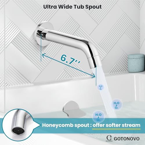 gotonovo Tub Shower Faucet Set with Valve,Polish Chrome,Straight Handheld | 10” Rain Shower Head with Handheld Trim Kit,Luxury Shower System with Tub Spout,All Metal,Bathroom Wall Mounted 3 Function - color: Chrome