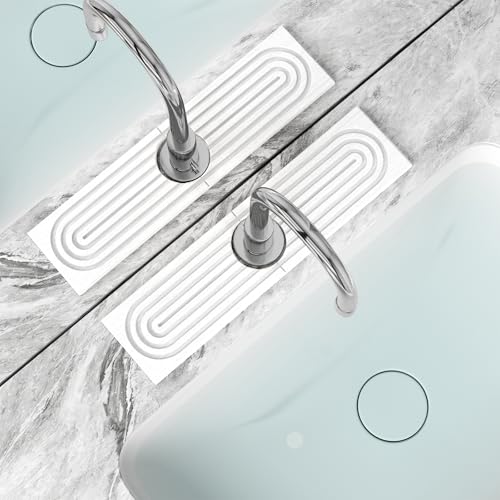 2 PCS Diatomite Stone Faucet Mat for Kitchen Sink, Quick Drying Water Absorbing Pad, Sink Splash Guard & Protector for Kitchen and Bathroom Counter (White-Short) - color: White-Short