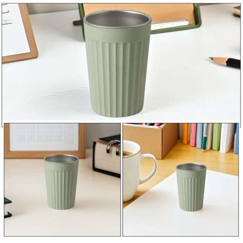 DOITOOL Toothbrush Holder Cup 350ml Stainless Steel Green Bathroom Tumbler Mouthwash Rinsing Cup Sturdy for Home Office School
