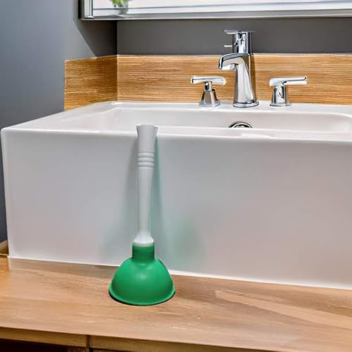 NewFerU Drain Plunger, Small 4-Inch Sink Clog Remover, Mini Hand Unclogger | Rubber Cup Plumber Helper, Force Tiny Compact Tool with 9 inch Short Handle for Kitchen Bathroom, Toilet, Shower, Bath Tub - color: Green