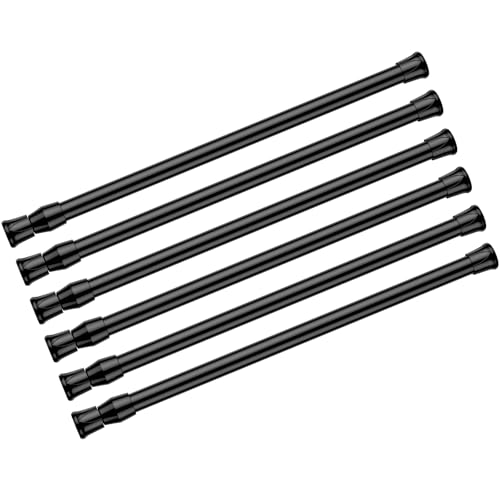 Spring Tension Curtain Rods Short Tension Rod (Black,12" to 19"-6Pcs) - color: Black, size: 12" to 19"-6Pcs