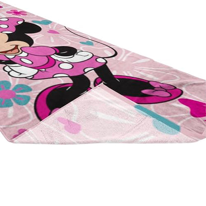Jay Franco Disney Minnie Mouse Bath Pool Beach Towel - Kids Super Soft & Absorbent 100% Cotton Towel with Flowers and Hearts, Measures 28 x 58 - color: Pink - Minnie Mouse 01