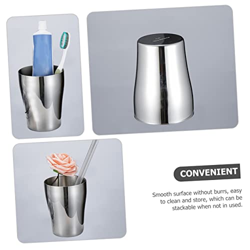 PRETYZOOM Stainless Steel Tooth Mug Rinsing Cup for Brushing Teeth Reusable Mouthwash Cup Unique Design for Home Couples Impact Resistant Easy to Clean