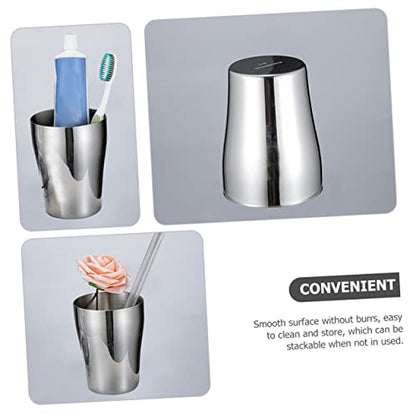 PRETYZOOM Stainless Steel Tooth Mug Rinsing Cup for Brushing Teeth Reusable Mouthwash Cup Unique Design for Home Couples Impact Resistant Easy to Clean