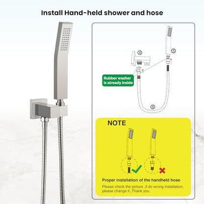 gotonovo Shower Hose 59 Inches for Bathroom Extra Long SUS304 Stainless Steel Handheld Shower Head Hose with Brass Insert and Nut Flexible Brushed Nickel - color: Brushed Nickel