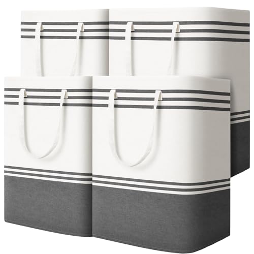 4 Pack Large Laundry Baskets, Laundry Hampers, Freestanding Waterproof Collapsible Clothes Bag with Extended & Reinforced Handles - Clothes Basket for Dorm, Bathroom, Home (100L) - size: 4 x 100L