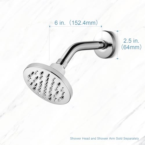 OFFO Shower Arm with Flange, 6 in Wall Mount Replacement Angle Shower Head Arm Wall-Mounted For Fixed Shower Head & Handheld Showerhead, Chrome - color: Chrome, style: 6 in