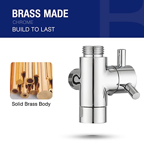 PDPBath Brass 3 Way Shower Arm Diverter Valve for Handheld Shower Head and Fixed Shower Head, G1/2 Universal Connection - Chrome - color: Chrome-1