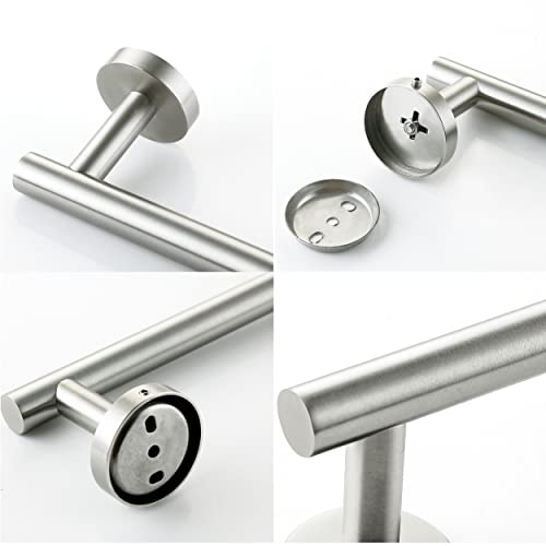 Nolimas 9 Inch Silver Bath Hand Towel Bar SUS 304 Stainless Steel Towel Rod Rack Holder Round Wall Mounted Suit for Kitchen,Bathroom,Living Room&Toilet,Anti Rust Brushed Nickel - color: Brushed Nickel, size: 9inch