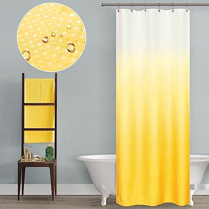 Mrs.Naturall Bright Yellow Shower Curtains for Bathroom,Bath Small Stall Ombre Shower Curtain Liner with Hooks Sets,36 x 72In,Sunflower Yellow - color: Yellow, size: 36"W x 72"L (Pack of 1)