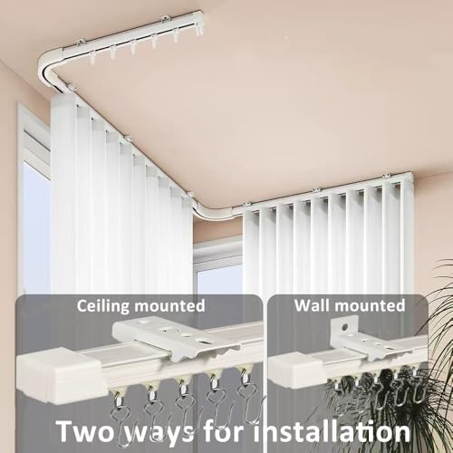 Ceiling and Wall Curtain Track, Curved Ceiling Rail for Curtains, Room Divider, Shower, Hospital, 72in Heavy Duty Slide Rod for Renter, RV - size: 72in curtain track wall&ceiling mount