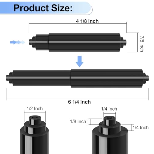 Rindion 4 Pack Toilet Paper Holder Spring Rod, Black Toilet Paper Roller Replacement, Plastic Toilet Paper Holder Replacement Rod - color: Black
