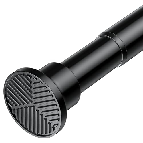 Black Tension Curtain Rods 28 to 63 Inch,1"Heavy Duty Shower Curtain Rod，No Slip No Drill Adjustable Shower Rod for Bathroom, Window, Closet & Wardrobe - color: Black, size: 28-63 inch
