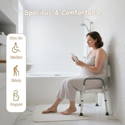 Plus Size 24in Extra Wide Shower Seats for Adults with Arms & Back.SQ | Semi Pre-Assembled, Bath Chairs for Seniors, or Big & Tall Person, 150kg Weight Capacity.