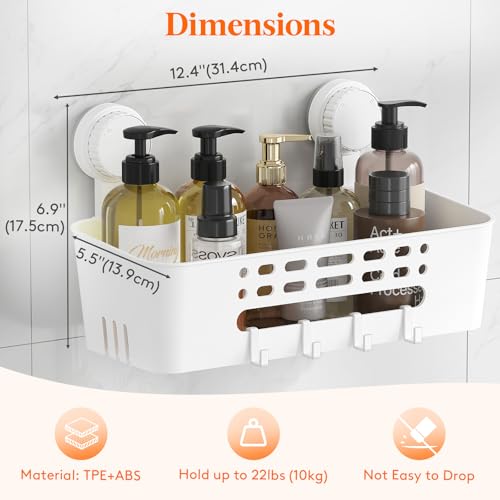 Lifewit Suction Cup Shower Caddy, 31 cm/12"(L), 1 Pack | Plastic, Removable, No-drilling Bathroom Organizers and Storage Rack, for inside Shower & Shampoo
