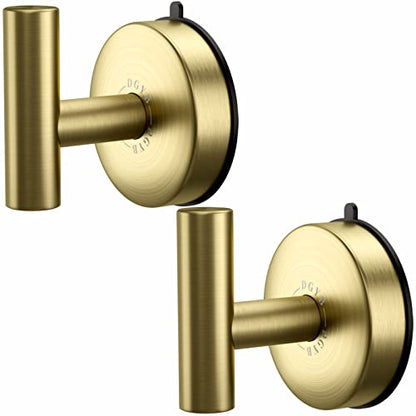 DGYB Large Cup Hooks for Bathrooms Set of 2 Gold Towel Hooks for Stainless Steel 15 Lb Removable Wall Hooks for Hanging Heavy Duty - color: Brushed Gold