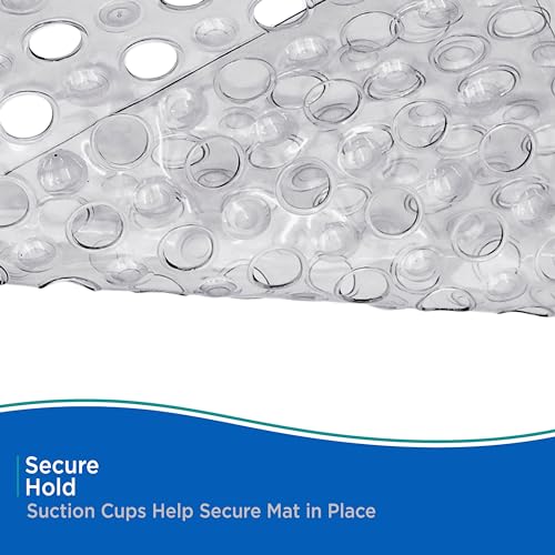Kenney KN67245 Vinyl Bubble Bath Mat, Shower Mat, Tub Mat with Suction Cups and Large Drain Holes for Use Inside the Bathroom Shower, 27" L x 14.5" W, Gray - color: Gray