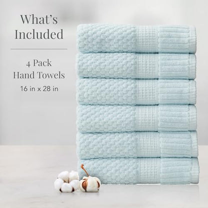 NY Loft 100% Cotton 6-Pack Hand Towel Set | Seafoam | Oeko-TEX | Quick-Dry | Six 16" x 28" Hand Towels | Super Absorbent | Designer-Styled Texture - color: Seafoam, size: Hand Towel (6 Pack)
