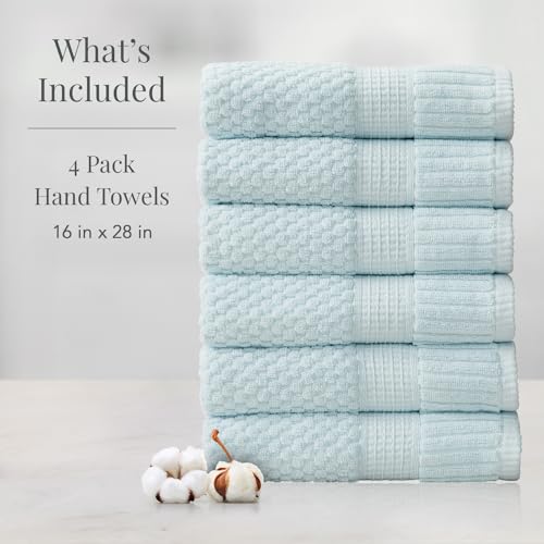 NY Loft 100% Cotton 6-Pack Hand Towel Set | Seafoam | Oeko-TEX | Quick-Dry | Six 16" x 28" Hand Towels | Super Absorbent | Designer-Styled Texture - color: Seafoam, size: Hand Towel (6 Pack)