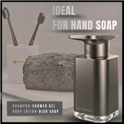 Automatic Soap Dispenser with Digital Display, Touchless Sensor, USB-C Rechargeable, No Drip Pump, 3-Level Adjustable, IPX5 Waterproof, 450ml Capacity – Modern Bathroom & Kitchen Countertop (Grey) - color: Gray