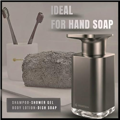 Automatic Soap Dispenser with Digital Display, Touchless Sensor, USB-C Rechargeable, No Drip Pump, 3-Level Adjustable, IPX5 Waterproof, 450ml Capacity – Modern Bathroom & Kitchen Countertop (Grey) - color: Gray