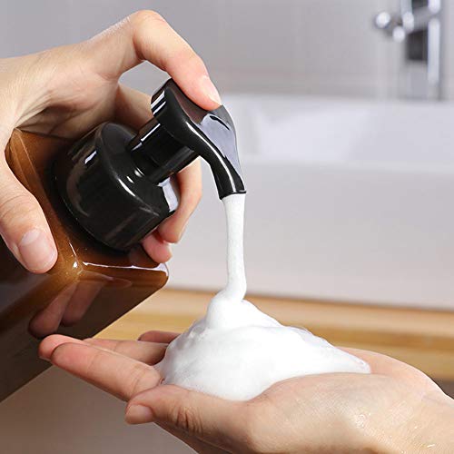 UUJOLY Foaming Soap Dispenser, 450ml (15oz) Refillable Pump Bottle Plastic for Liquid Soap, Shampoo, Body Wash (2 Pcs) (Amber) | Hand Dispenser for Liquid Soap, Shampoo & Body Wash – Saves Soap with Rich Foam, Reusable, Easy to Refill, BPA-Free - color: A