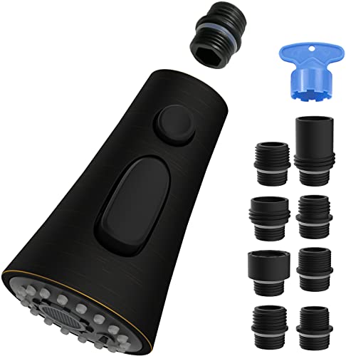 Universal Kitchen Faucet Head, 3 Modes, 15 Adapter Kit, Oil Rubbed Bronze | NSF/ANSI/CAN 372 Certified, Compatible with Kohler/Moen/Delta, 3 Function Pull Down Sink Faucet Spray Head Replacement, G1/2 - color: Oil Rubbed Bronze