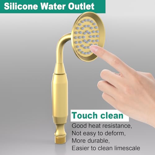 Brass Shower Slide Bar with Handheld Shower Head, Adjustable Height Wall-mounted Retro Hand Shower Head Holder with 59 inch Hose for Bathroom, Brushed Gold - color: Brushed Gold