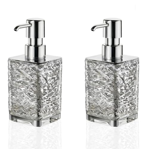 2 Packs Foaming Soap Dispenser 300ml (10.6oz) Foam Pump Soap Dispensers Square Plastic Hand Soap Lotion Dispenser for Hand Soap Dish Wash Shampoo Body Wash