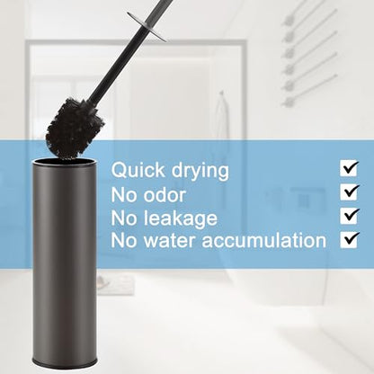 BGL Gunmetal Grey Toilet Brush and Holder,Stainless Steel Toilet Brushes for Bathroom with Holder - color: Gunmetal Grey